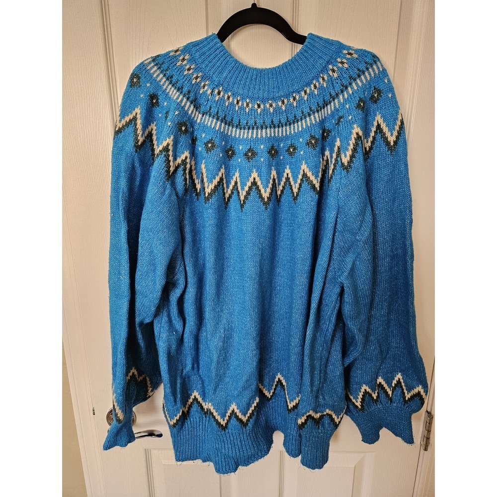 Who What Wear Turquoise and Black Fair Isle Knit Sweater Mock Neck, Plus 4X - Picture 4 of 7